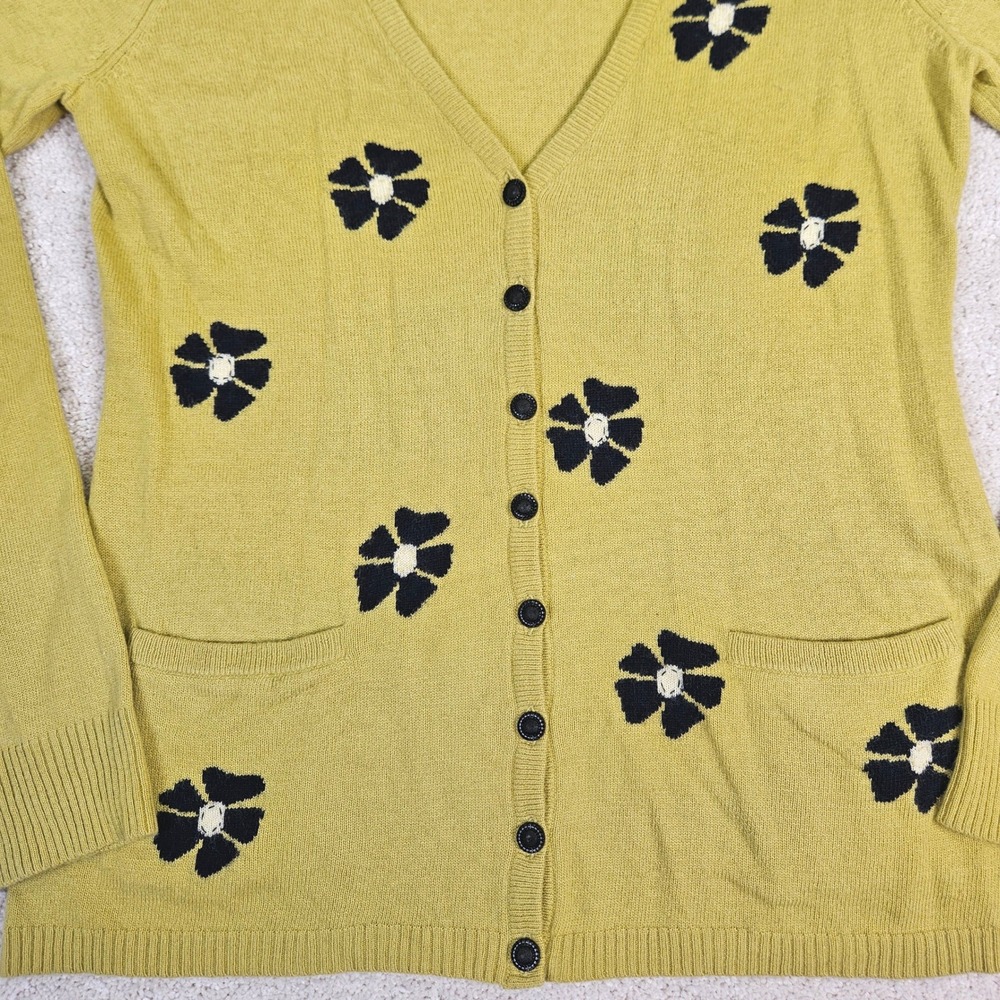 Anthropologie Field Flower by Wendi Reed Cardigan Size M Floral Intarsia Angora - Picture 3 of 7